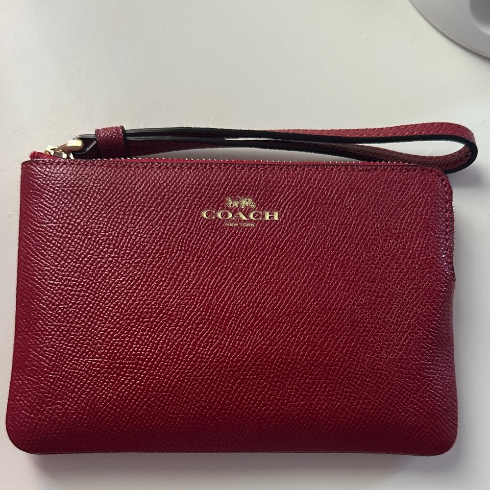 Coach Burgundy Leather Wristlet
